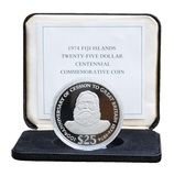 Fiji Island, 1974 Twenty-Five Dollar Centennial Commemorative silver Proof Coin FDC.