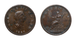 1807 Copper Halfpenny, GVF (Second type-Soho Mint).