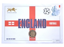 One Pound, 2002 First Day Coin Cover Commemorating England Football, Mercury Coin Cover, UNC