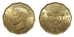 1941  Threepence (Brass) UNC Full Lustre