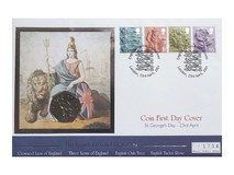 Fifty Pence, 2001 Coin First Day Cover, Commemorating St. George's Day - 23rd April, UNC