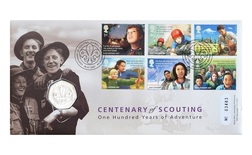 Fifty Pence, 2007 'Centenary of Scouting' in Royal Mint first Day Coin Cover, Choice UNC SOLD