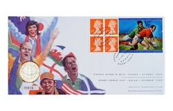 1999 UK, Two Pound, '1999 RUGBY World Cup' Coin Cover Royal Mint / Royal Mail Issue