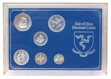 Isle of Man, 1975 Decimal coin set minted to BU Standard Quality in Sterling Silver, & Pojoy Mint Certificate