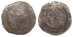 1641-43 Half crown, Charles Tower Mint, Fine, in parts VF.