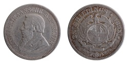 1895 South Africa Silver 2 1/2 Shillings, GF