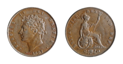 1827 Copper Halfpenny, VF