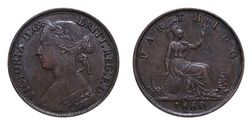 1860 Farthing, Toothed border, GVF