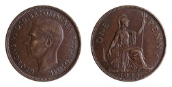 1945 Penny, GVF Mint Toned