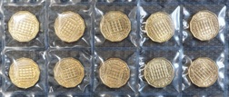 Elizabeth II. Brass Three-Pence (1967) x 10 coins Choice BU Sealed in acid free Pliofilm Packet.