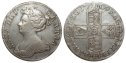 1709 Half crown, Reduction marks during striking, VF