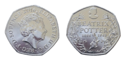 2016 Beatrix Potter,150 years anniversary ( x10 ) 50 pence coins Cupro-Nickel Sealed in Pliofilm Packet