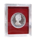 Cayman Islands, 5 Dollars 1977 more than one ounce silver, Proof Cased aFDC