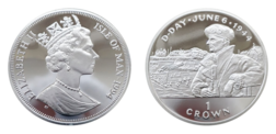 Isle of Man, 1994 One Crown 50th Anniversary of 'The D-Day Landings on Gold Beach' Silver Proof in Capsule FDC