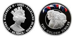 Falkland Islands, 2002 Golden Jubilee 50p Crown, Silver Proof, "ELIZABETH, CHARLES & WILLIAM" in Capsule FDC 76580