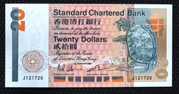 Hong Kong, Twenty Dollars, 1985 a. Signature titles, Crisp Unciculated