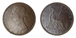 1889 Penny, F/GF+