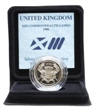 UK Two Pound, 1986 Silver Commemorative XIII Commonwealth Games, held in Edinbough Scotland, in Capsule & Cased FDC