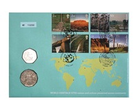 Fifty Pence & 50 Cents, 2005 UK & Australia Celebrat 'World Heritage Day' in a Royal Mint First Day Coin Cover