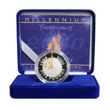 2000 The Millennium Five Pound Silver Proof, with the British isles highlighted in 22ct gold spray, FDC as Issued