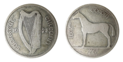 Ireland, 1928 Silver Halfcrown, GF