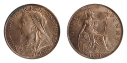 1901 Penny, EF slight Lustre