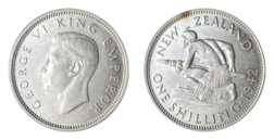 New Zealand, 1942 silver Shilling, EF, very Rare in high grade