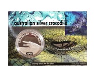 Australian, 1999 One Troy Ounce (.999) silver Australian Crocodile, Silver Proof Medallion, sealed in Card FDC