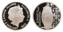Cayman Islands, 2012 Five Dollars Commemorating the Diamond Jubilee of Queen Elizabeth II. Silver Proof in Capsule