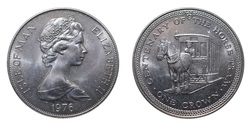 Isle of Man, 1976 One Crown, Centenary of the Horse Tram' Cupro-nickel, aUNC