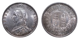 1887 Half crown JH, Mint lustre GVF/aEF 72940