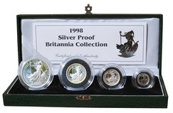 UK, 1998 (4) Coin Silver Proof Britannia Collection, FDC