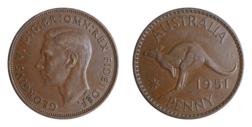 Australia, 1951 Bronze Penny (P) VF