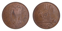 Ireland, 1943 Penny, GEF Slight Lustre