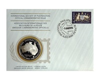 Australia, 1976 Medallic First Day Cover, International Society of Postmasters, Sterling silver Proof Medal, FDC