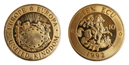 English Pattern 1992 (10 ECU) Trial Piece Coin, aUNC