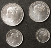 1877 Maundy Year Set, (4) coins 4d to 1d Choice UNC.