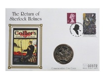 Gibraltar, One Crown 1994 The Return of Sherlock Holmes Series, 'Hound of the Baskervilles' Mercury Coin Cover, UNC