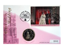 Turks & Caicos Islands, 1997 5 Crowns 'Golden Wedding' Cu-Ni Coin First Day Cover, Very Clean as Issued No 00040