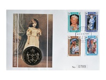 Turks and Caicos Islands, 1 Crown, 1990 90th Birthday of Queen Mother 1900 - 1990 Issued by Coins & Stamps of The World, Clean UNC