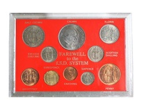 1945/67 Farewell to the £.S.D. System (10-Coins) contained in Sandhill Case, GVF/EF