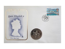 1989 Jersey Royal Visit £2 Two-Pounds Coin Cover, Clean UNC