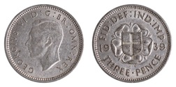 1939 George VI, Silver 3d, GF