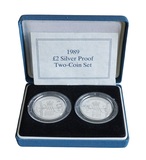 UK, 1989 £2 Silver Two-Coin Set, commemorating the tercentenary of the Bill of Rights and the Claim of Rights aFDC
