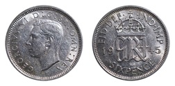 1945 Sixpence, EF