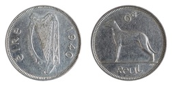 Ireland, 1940 Sixpence, GVF