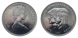 1981 Royal Wedding Prince Charles Lady Diana, Cu-Ni Crown, EF bag marks only
