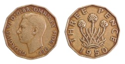 1950 Threepence (Brass) GF Scarce