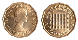 1964  Threepence (Brass), UNC
