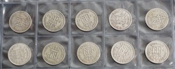 George VI  Sixpence Set, (1937-46) Silver date run 10 Coins, Sealed in a Pliofilm Packet, GF to aVF